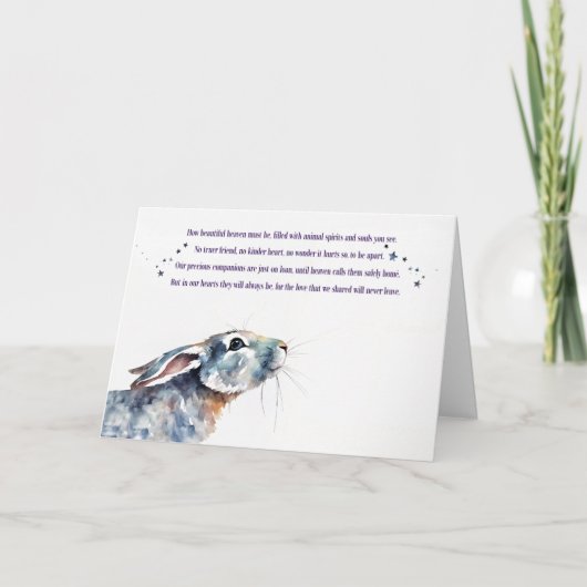 Rabbit Bunny Pet Beileid Memorial Karte (Vorderseite)
