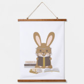 Rabbit Bunny Reading Poster Wandteppich Mit Holzrahmen (Vorderseite)