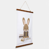 Rabbit Bunny Reading Poster Wandteppich Mit Holzrahmen (Gewinkelt)
