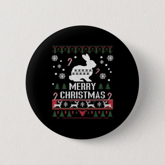 Rabbit Bunny Ugge Zu Weihnachten Button (Vorderseite)