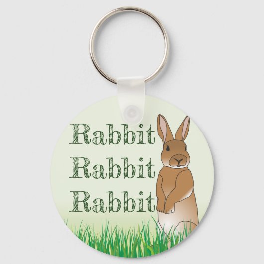Rabbit Bunny Viel Glück Typografie Grüne Ostergebu Schlüsselanhänger (Vorderseite)