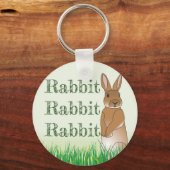 Rabbit Bunny Viel Glück Typografie Grüne Ostergebu Schlüsselanhänger (Vorderseite)