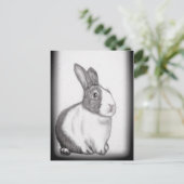 Rabbit Bunny White Fluffy Schwanz Long Oars Postca Postkarte (Stehend Vorderseite)