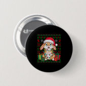 Rabbit Bunny Xmas Lights Ugly Santa Hat Bunny Chri Button (Vorne & Hinten)