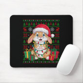 Rabbit Bunny Xmas Lights Ugly Santa Hat Bunny Chri Mousepad (Mit Mouse)