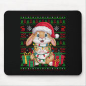 Rabbit Bunny Xmas Lights Ugly Santa Hat Bunny Chri Mousepad (Vorne)