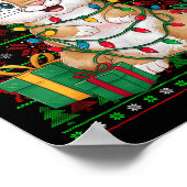 Rabbit Bunny Xmas Lights Ugly Santa Hat Bunny Chri Poster (Ecke)