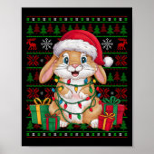 Rabbit Bunny Xmas Lights Ugly Santa Hat Bunny Chri Poster (Vorne)