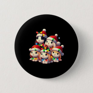 Rabbit Christmas Bunnies Holiday Süße Tier Chris Button