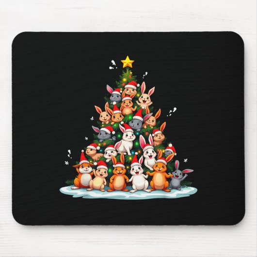 Rabbit Christmas Tree Funny Holiday Bunny Mousepad (Vorne)