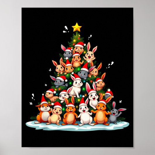 Rabbit Christmas Tree Funny Holiday Bunny  Poster (Vorne)