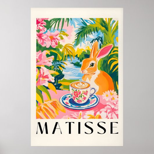Rabbit Coffee Print Funny Kitchen Art, Matisse Poster (Vorne)