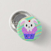 Rabbit Cupcake Niedlich Kawaii Pastel Rainbow Button (Vorne & Hinten)