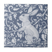 Rabbit Denim Blue White Botanical Dedham Delft Fliese (Vorderseite)