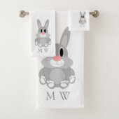 Rabbit Design Monogrammed Badhandtuch Set (Insitu)
