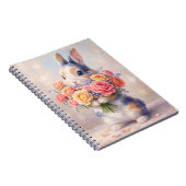 Rabbit design notebook with flowers / spiral noteb notizblock (Rechte Seite)
