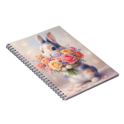 Rabbit design notebook with flowers / spiral noteb notizblock (Rechte Seite)