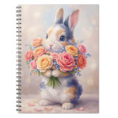 Rabbit design notebook with flowers / spiral noteb notizblock (Vorderseite)