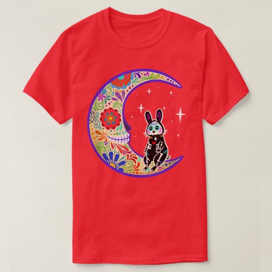 Rabbit Dia de Los Muertos Skeleton Sugar Skull T-S T-Shirt (Design vorne)