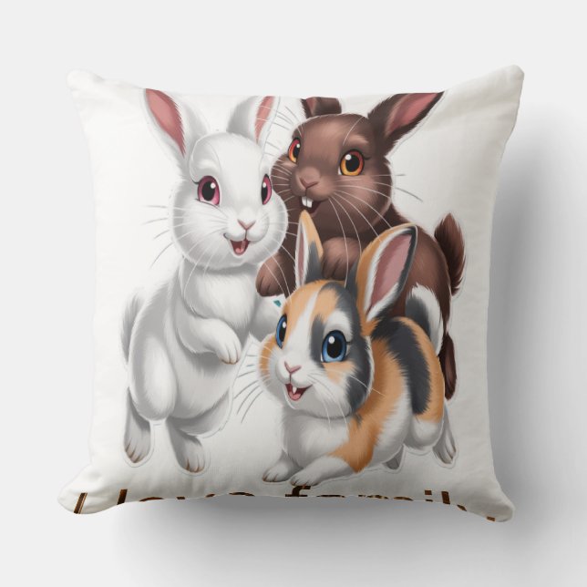 Rabbit family  kissen (Vorderseite)