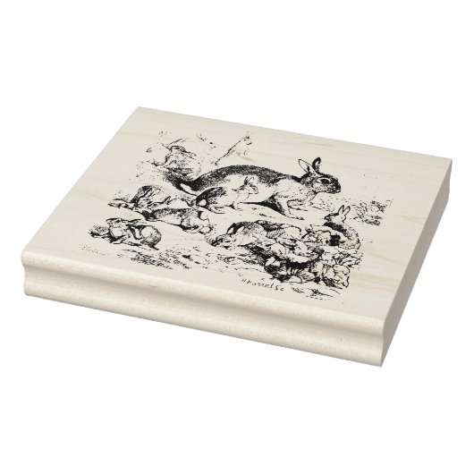 Rabbit Family Wooden Stamp Gummistempel (Stempel)