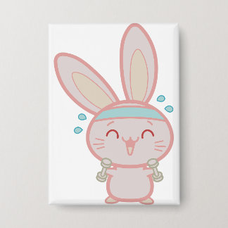 Rabbit, Fitness, Cartoon Button