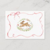 Rabbit Floral Pink Bow Baby Shower Book Request Begleitkarte (Rückseite)