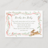 Rabbit Floral Pink Bow Baby Shower Book Request Begleitkarte (Vorderseite)