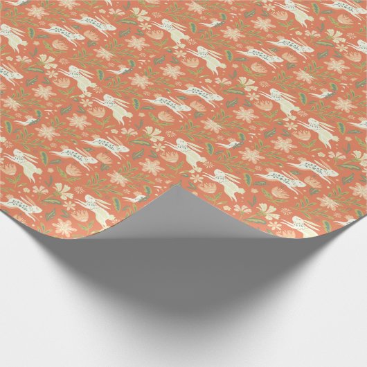 Rabbit Florals Throw Pillow Geschenkpapier (Ecke)