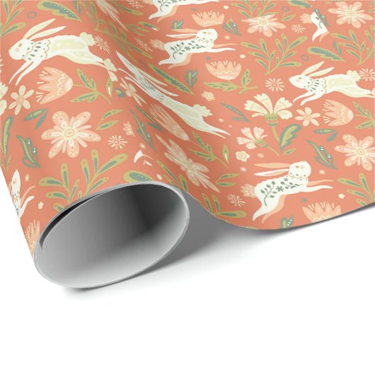 Rabbit Florals Throw Pillow Geschenkpapier (Rolleneckpunkt)