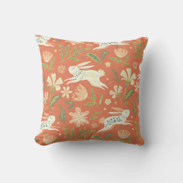 Rabbit Florals Throw Pillow Kissen