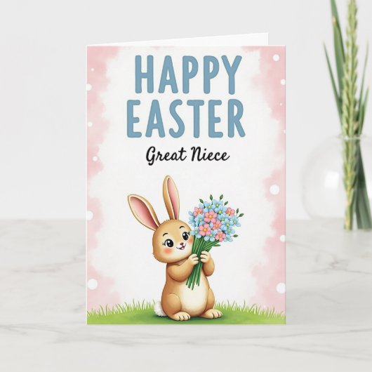 Rabbit Flower Pattern Easter Card Karte (Vorderseite)