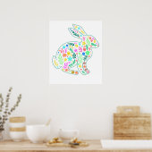 rabbit flower, retro, vintage poster (Küche)