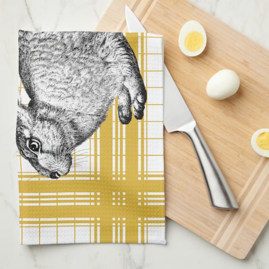 Rabbit French Recipe - Kitchen Towel Geschirrtuch (Viertel Falte)