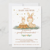 Rabbit Fur Familie Mommy Baby Einladung (Vorderseite)