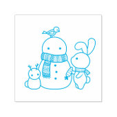 Rabbit Gebäude Snowman Permastempel (Design)
