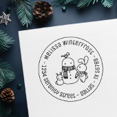 Rabbit Gebäude Snowman Round Address Permastempel