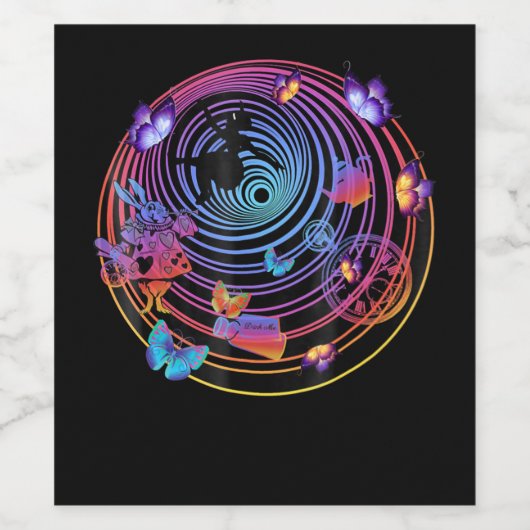 Rabbit-Geschenk | ALICE IM WUNDERLAND Weinetikett (Einzelnes Label)