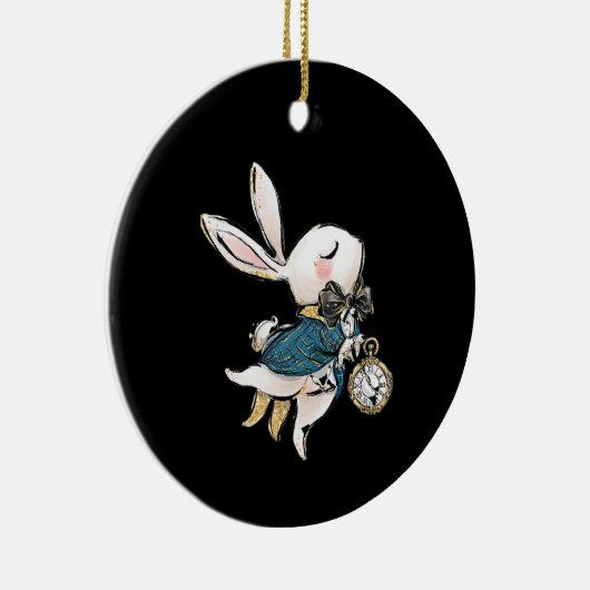 Rabbit-Geschenk | Alice im Wunderland Weißes Kanin Keramik Ornament (Rechts)