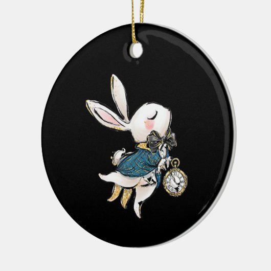 Rabbit-Geschenk | Alice im Wunderland Weißes Kanin Keramik Ornament (Links)