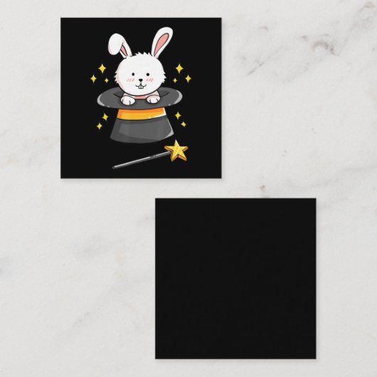 Rabbit Gift|Bunny Magic Wand Zauberer Hexe Quadratische Visitenkarte (Vorne/Hinten)