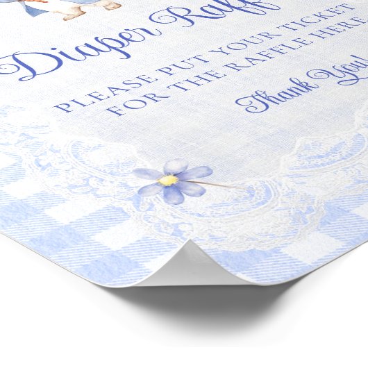 Rabbit Gingham Bunny Baby Shower Diaper Raffle Poster (Ecke)