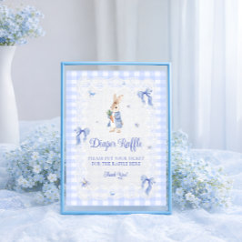 Rabbit Gingham Bunny Baby Shower Diaper Raffle Poster