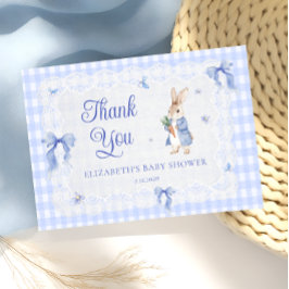 Rabbit Gingham Bunny Baby Shower Thank You  Card Karte