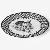 Rabbit Gingham Pappteller (Schrägansicht)