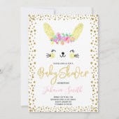 Rabbit Gold Confetti Kinderdusche Einladung (Vorderseite)