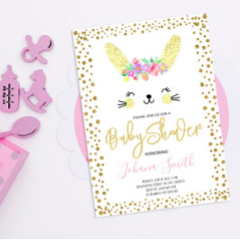 Rabbit Gold Confetti Kinderdusche Einladung