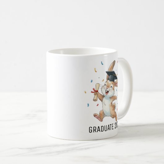 Rabbit Graduation Personalized Kaffeetasse (VorderseiteRechts)