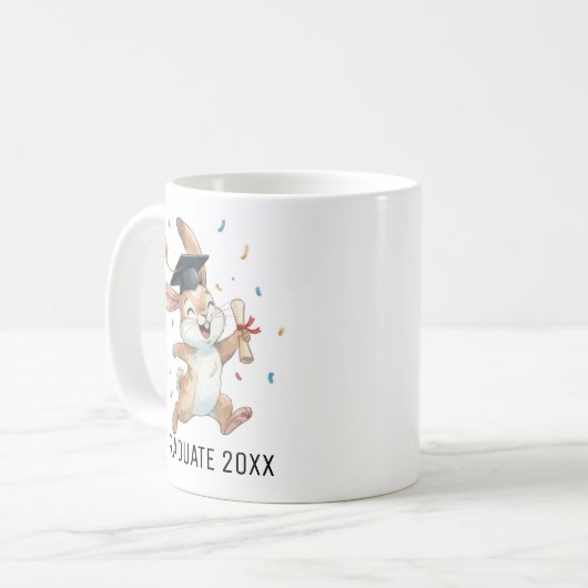 Rabbit Graduation Personalized Kaffeetasse (Vorderseite Links)