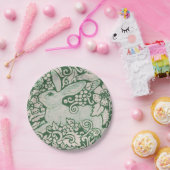 Rabbit Green Woodland Bunny Hare Malerei Art Pappteller (Party)